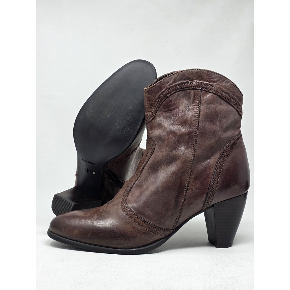 Sesto Meucci Acey Leather Ankle Western Boots Womens Size 10 N Made In Italy